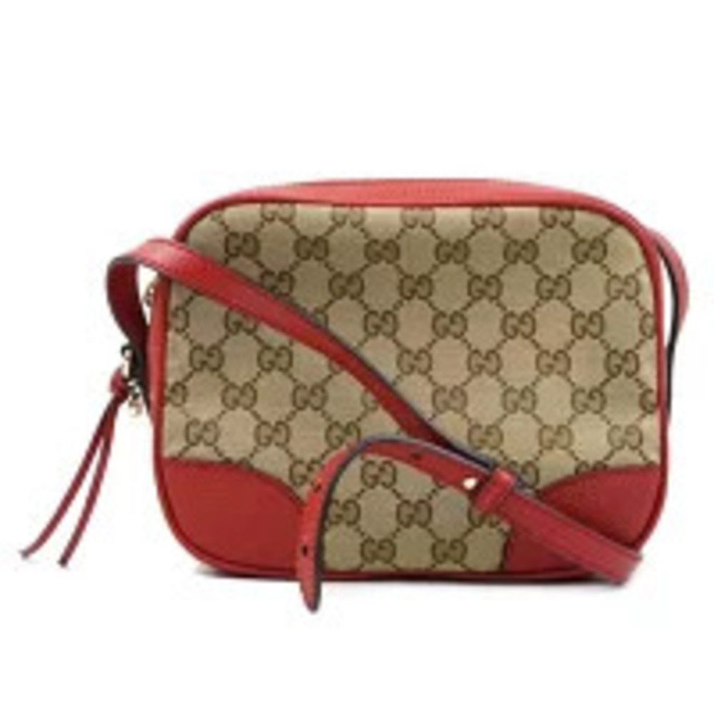 Gucci Bree camera bag beige canvas red leather